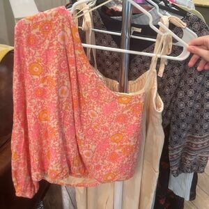 Pink Asymmetrical Sleeveless Tank Top